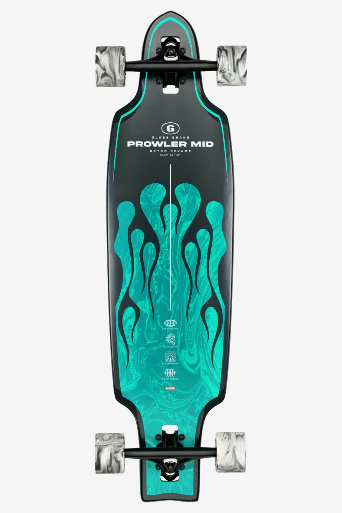 prowler_mid__green_flames___longboard_0.webp Clearance Prowler Mid - - 34" Longboard Longboards
